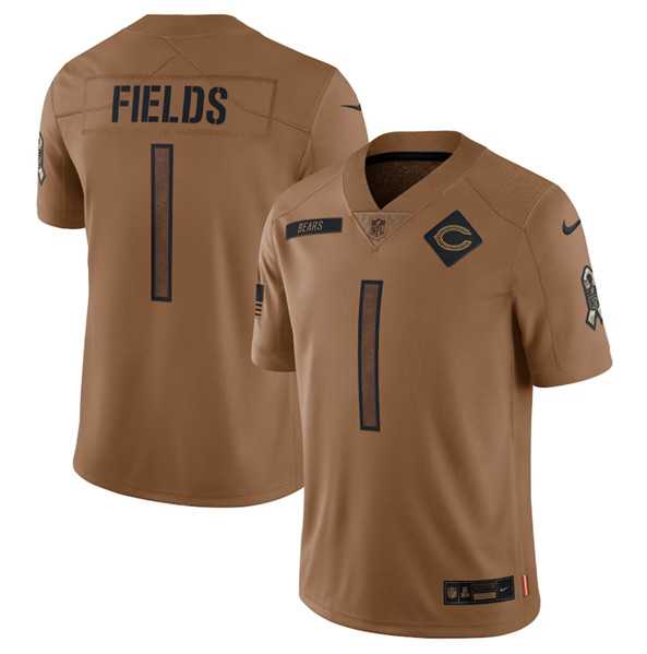 Men's Chicago Bears #1 Justin Fields 2023 Brown Salute To Service Limited Football Stitched Jersey Dyin,We sell and wholesale Men's Chicago Bears #1 Justin Fields 2023 Brown Salute To Service Limited Football Stitched Jersey Dyin on line form chian!